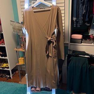 Tan wrap dress